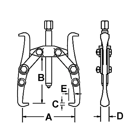 Съемник двухлапый с удлиненными захватами 6"