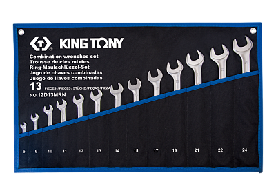 Набор комбинированных ключей KING TONY 6-24 мм, чехол из теторона, 13 предметов