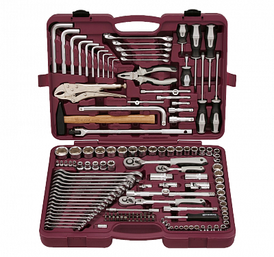 UTS0142 Набор инструмента универсальный 1/4", 3/8" и 1/2"DR, 142 предмета