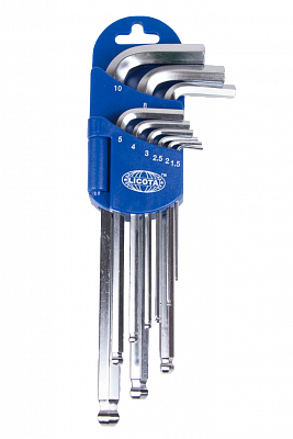 Набор шестигранников угловых длинных c шаром 9пр. 1,5-10мм