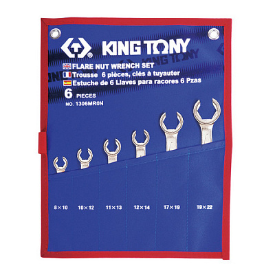 Набор разрезных ключей King Tony 8-22 мм, чехол из теторона, 6 предметов