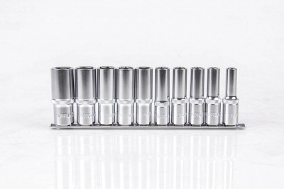 Набор глубоких торцевых головок 1/4" 12 гр. 3/16"-9/16" 10пр. на линейке
