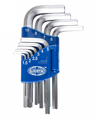 Набор шестигранников угловых коротких 9пр. 1,5-10мм